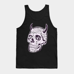 Horned Skull In Pink Tank Top